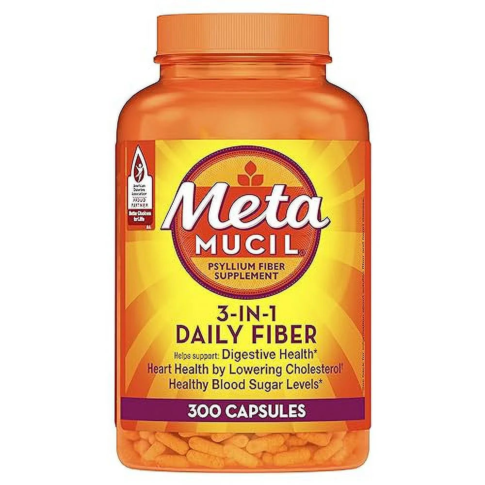 Metamucil Daily Fiber Supplement, Psyllium Husk, 300 Capsules