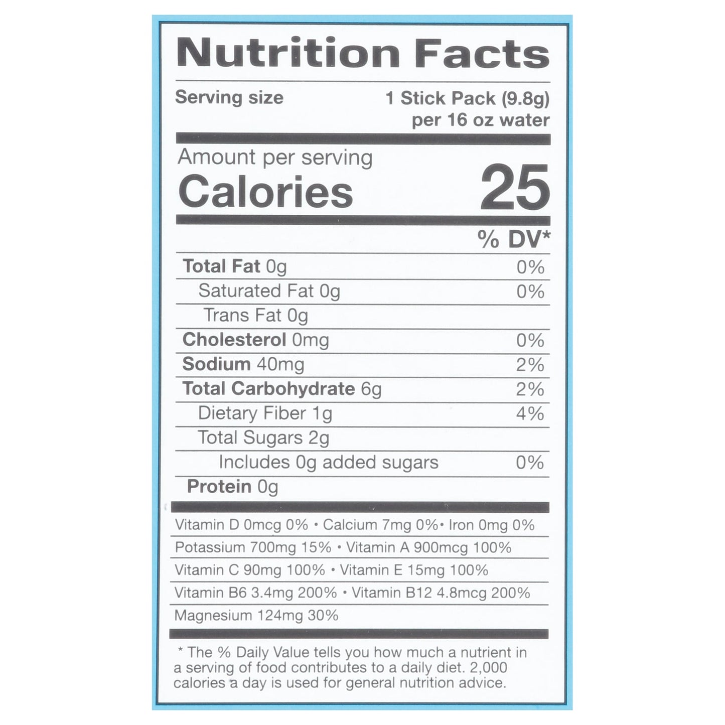 Prime Hydration Electrolyte Stick Blue Raspberry 6 Sticks, 0.9°