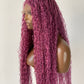 Bohemian Knotless Braid Wig, Pink Color (100% Human Hair Curls) Full lace - Tara