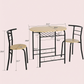 3-Piece Dining Set for 2 – Minimalist Wooden Table + 2 Metal Frame Chairs