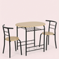 3-Piece Dining Set for 2 – Minimalist Wooden Table + 2 Metal Frame Chairs