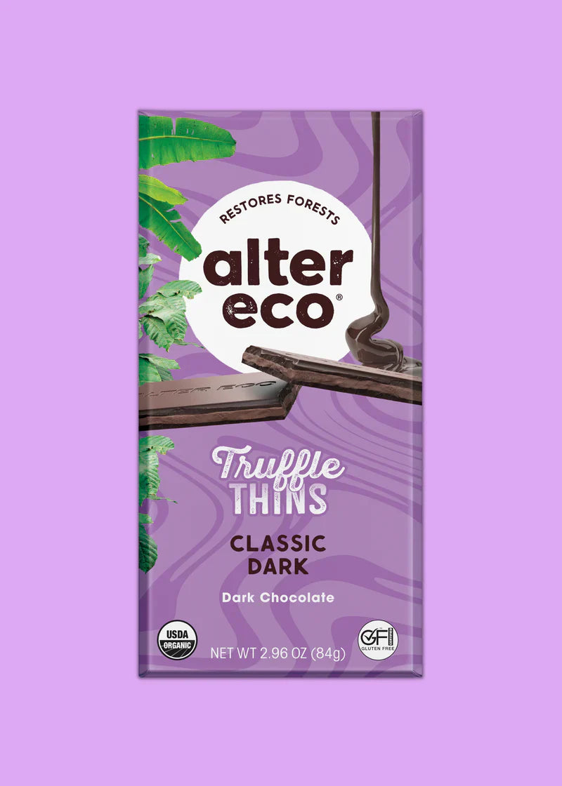 Alter Eco Organic Truffles Thin Classic Dark Chocolate (Pack of 12) 2.96 Oz