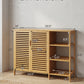 Bamboo 4 Tier Floor Cabinet with Doors, Freestanding Storage