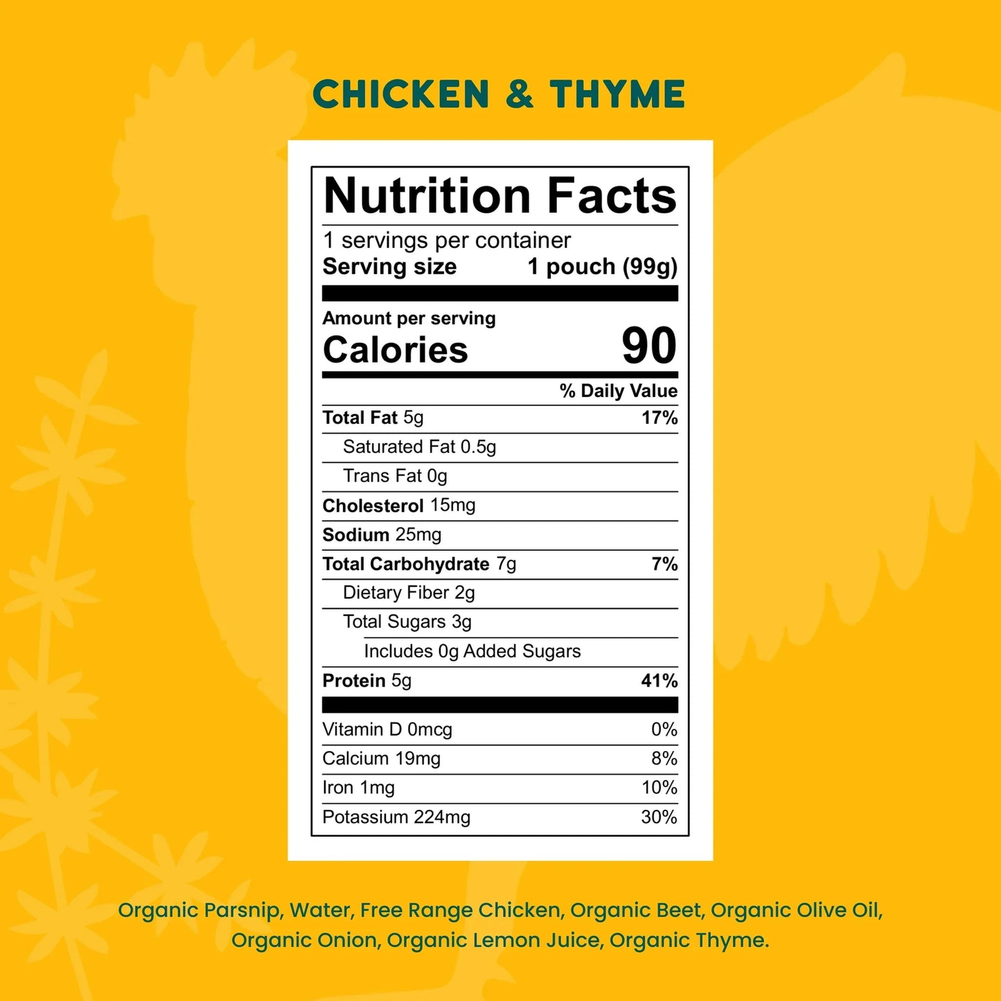 Serenity Kids Chicken Thyme Puree Pouch (Pack of 6) 3.5 Oz