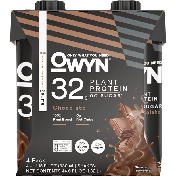Only What You Need Chocolate Elite Plant-Based Protein Drink (Pack of 3-4, 11.15oz)