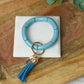 Katie Tube Bead Stretch Bracelet with Tassel and Keychain