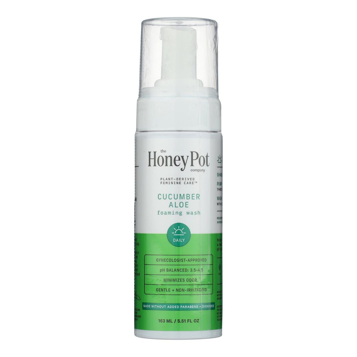 The Honey Pot Feminine Foam Wash, Cucumber Aloe, Gentle Intimate Cleanser, 5.51 fl oz