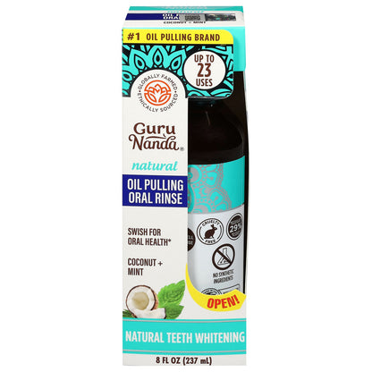 Gurunanda Coconut Mint Pulling Oil - 8 fl oz - Natural Detoxifying Mouthwash