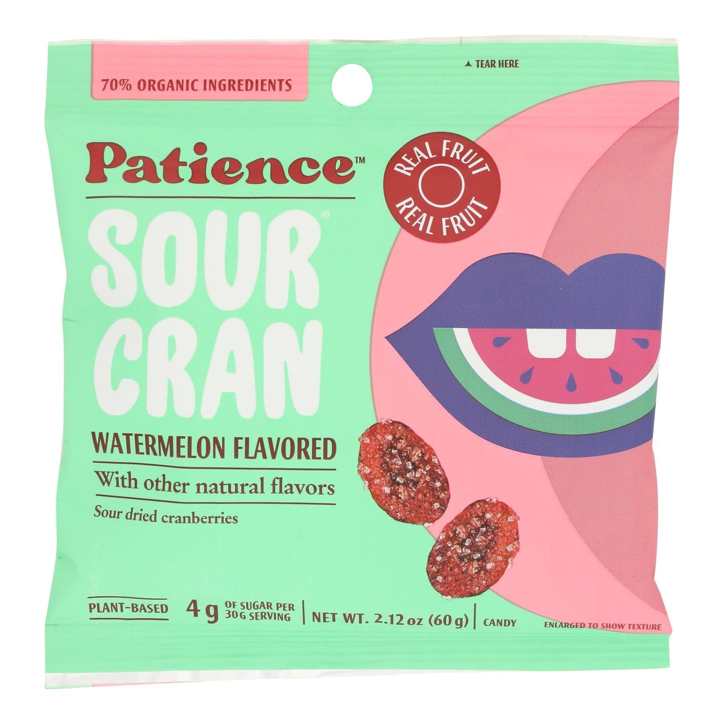 Patience Fruit & Co Candy Organic Cranberry Sour Cherry Sour Watermelon - Pack of 24 - 2.12 oz Pouches