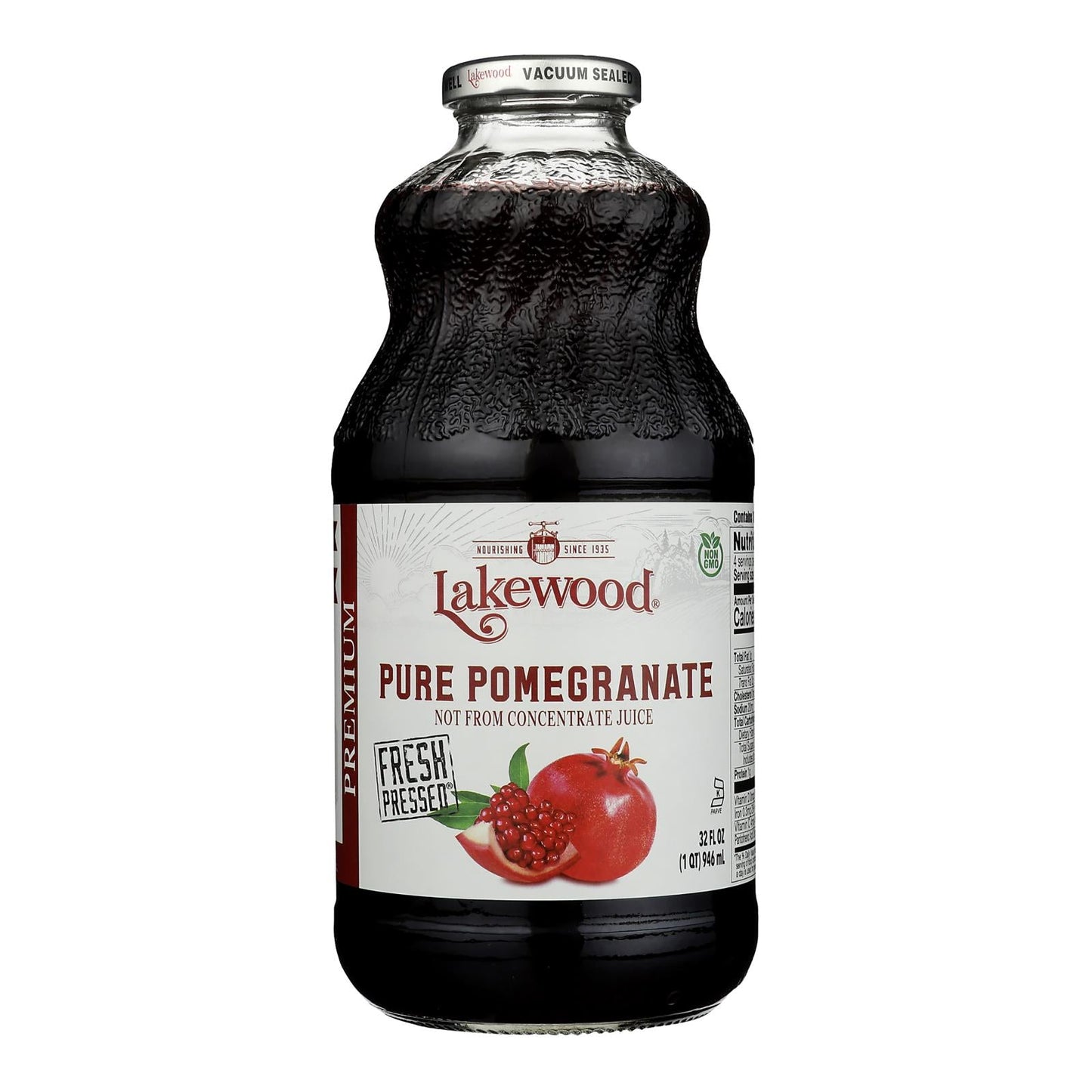 Lakewood Pure Pomegranate Juice (32 Fl Oz, Pack of 6) - Natural Antioxidant Rich Drink