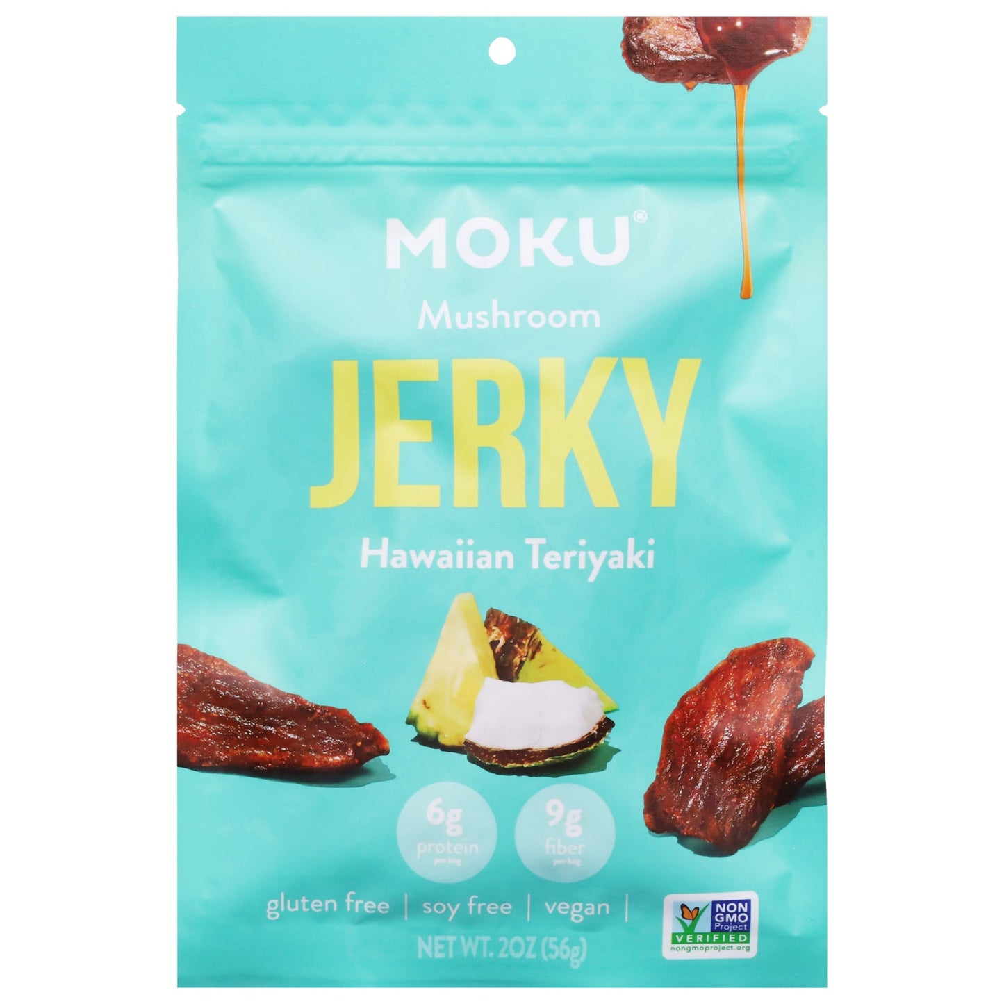 Moku Plant-Based Jerky, Hawaiian Teriyaki, 8-Pack, 2 oz Bags