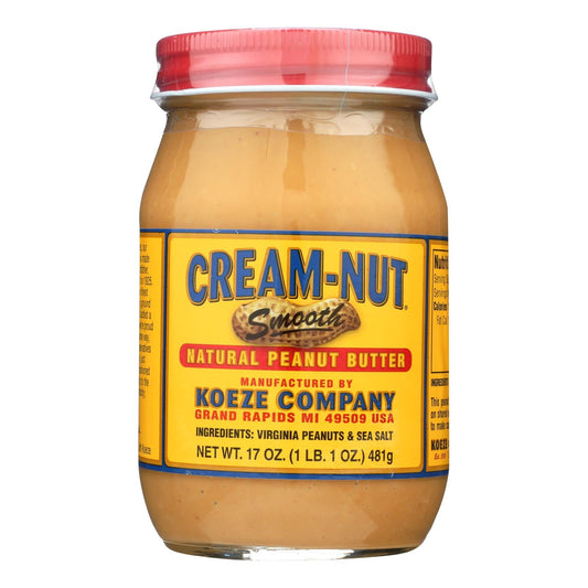 Cream Nut Natural Smooth Peanut Butter - 17 Oz - Pack of 6