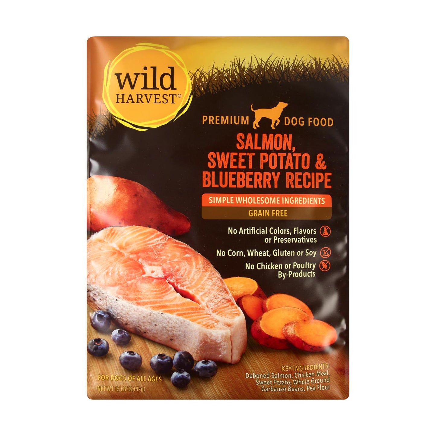 Wild Harvest Dog Food Salmon, Potato & Blueberry Gluten-Free, 12 Lb Bag