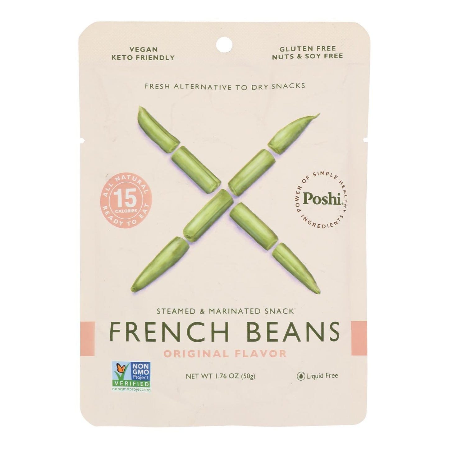 Poshi French Bean Snack, Marinated Original, Pack of 10 - 1.76 Oz