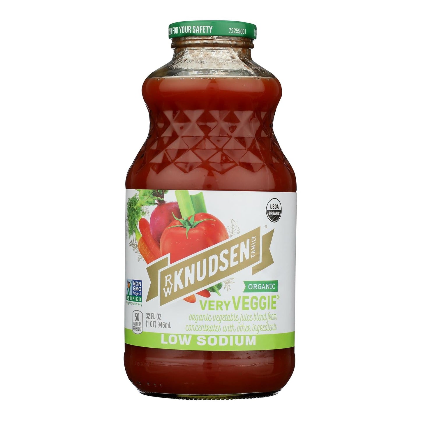 R.W. Knudsen Family, Organic Very Veggie Low Sodium Juice, Case Of 6, 32 fl oz