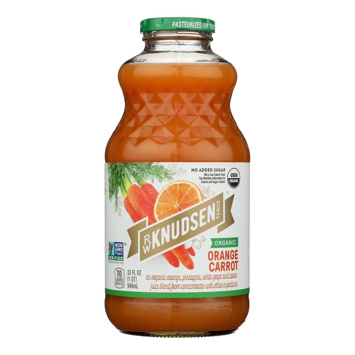 R.W. Knudsen Organic Orange Carrot Juice, 6 x 32 fl oz - Natural & Refreshing Blend