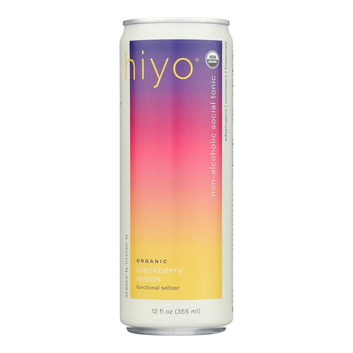 Hiyo Blackberry Lemon Seltzer, 12-Pack (12 x 12 fl oz ) - Organic Sparkling Water