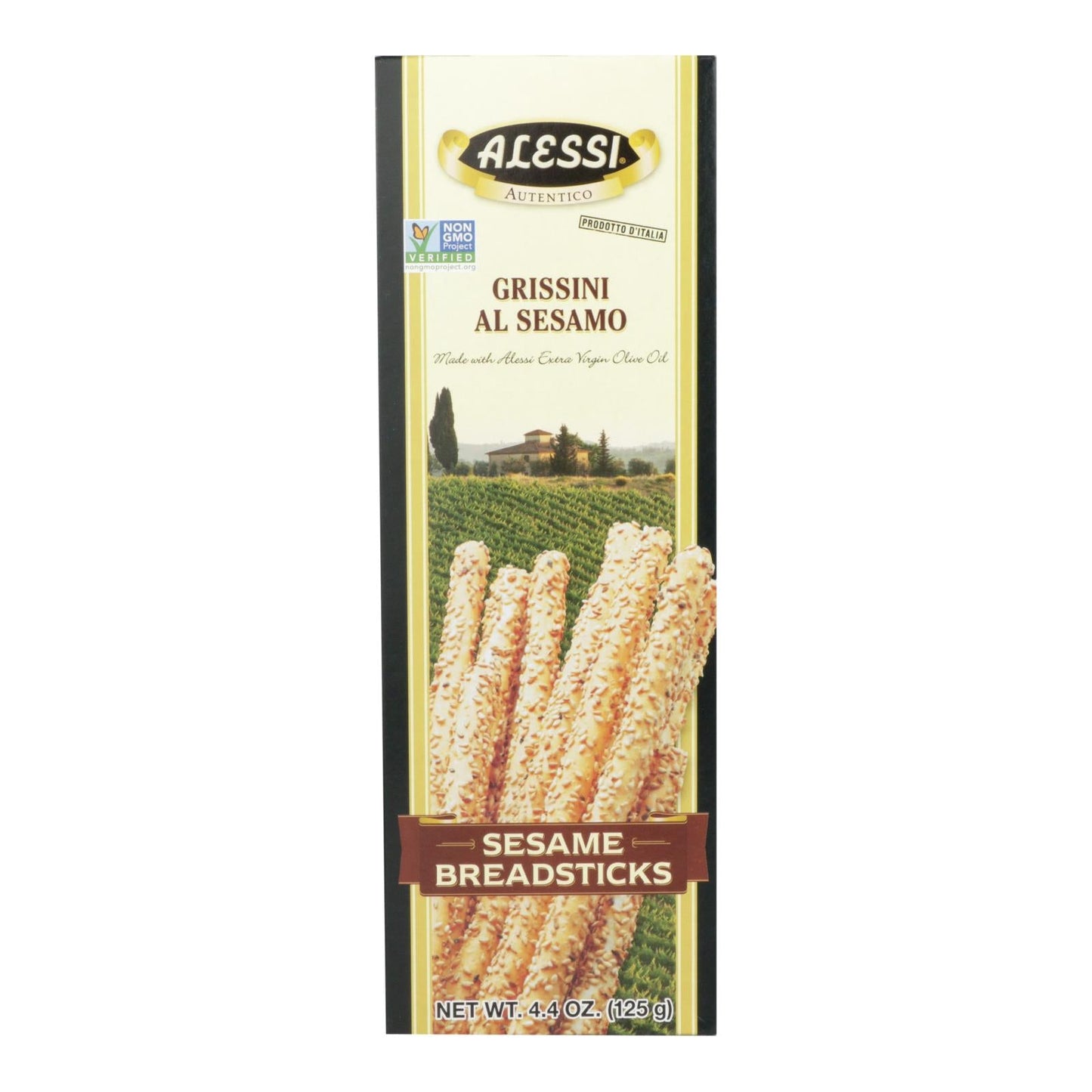 Alessi Sesame Breadsticks - 4.4 Oz - Pack of 6 - Italian Gourmet Snack