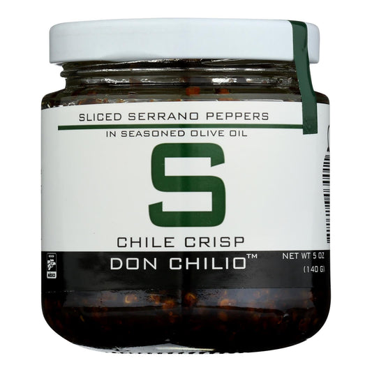 Don Chilio Serrano Chile Crisp - Pack of 6 (5 Oz Each) - Authentic Chili Oil