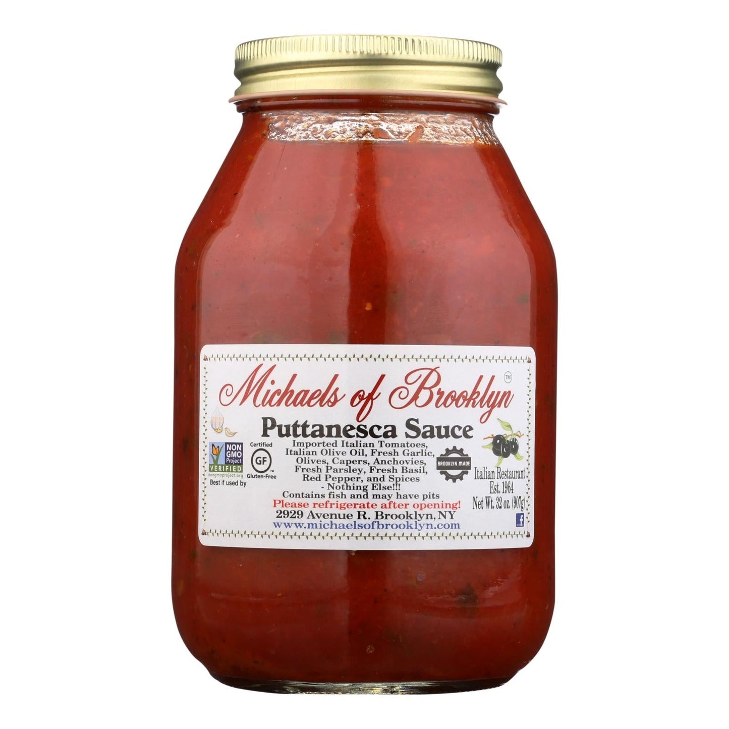 Michael's Of Brooklyn Puttanesca Sauce - 32 Oz - Pack of 6 - Authentic Italian Tomato Sauce