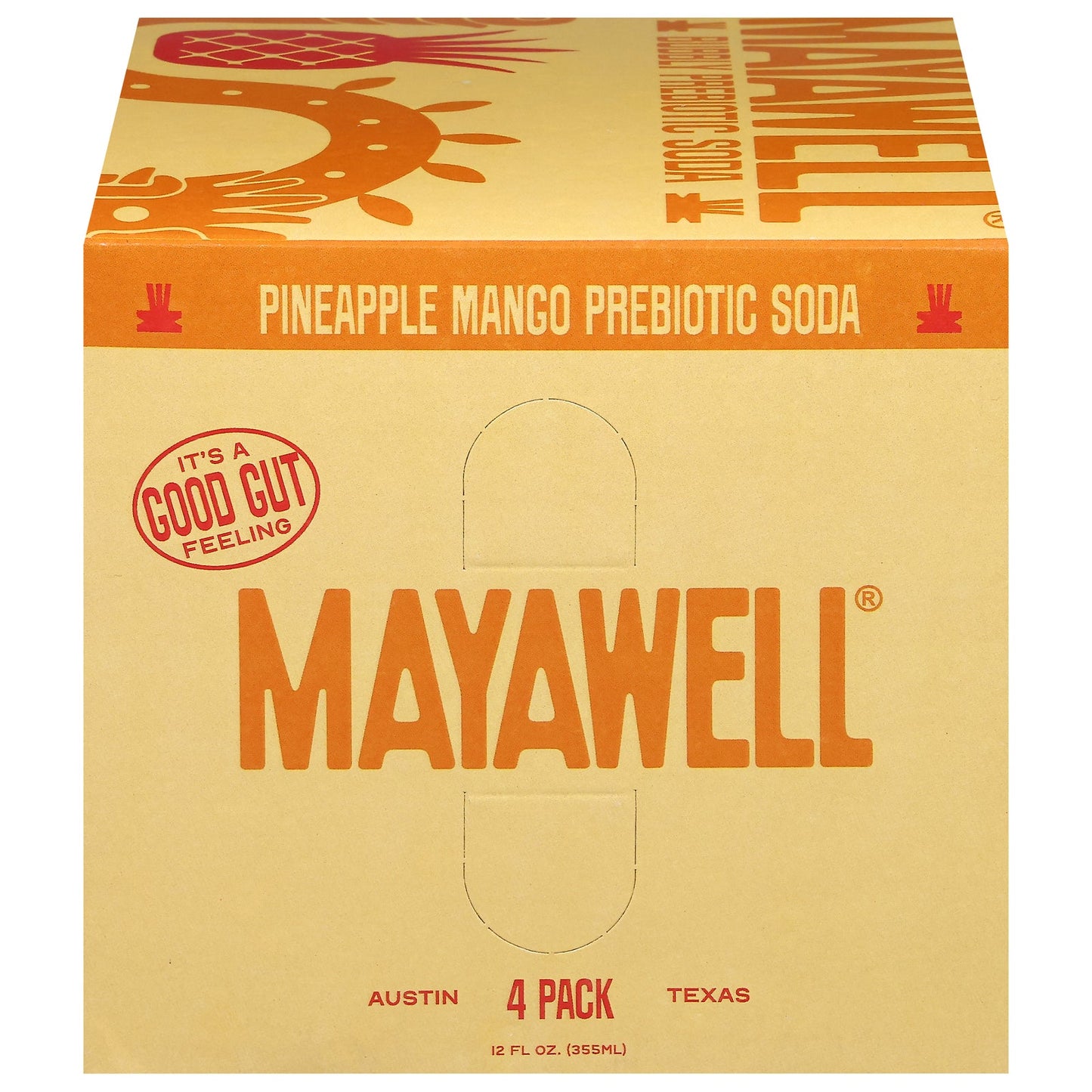 Mayawell Prebiotic Soda, Pineapple Mango, 6-Pack (4/12 fl oz )