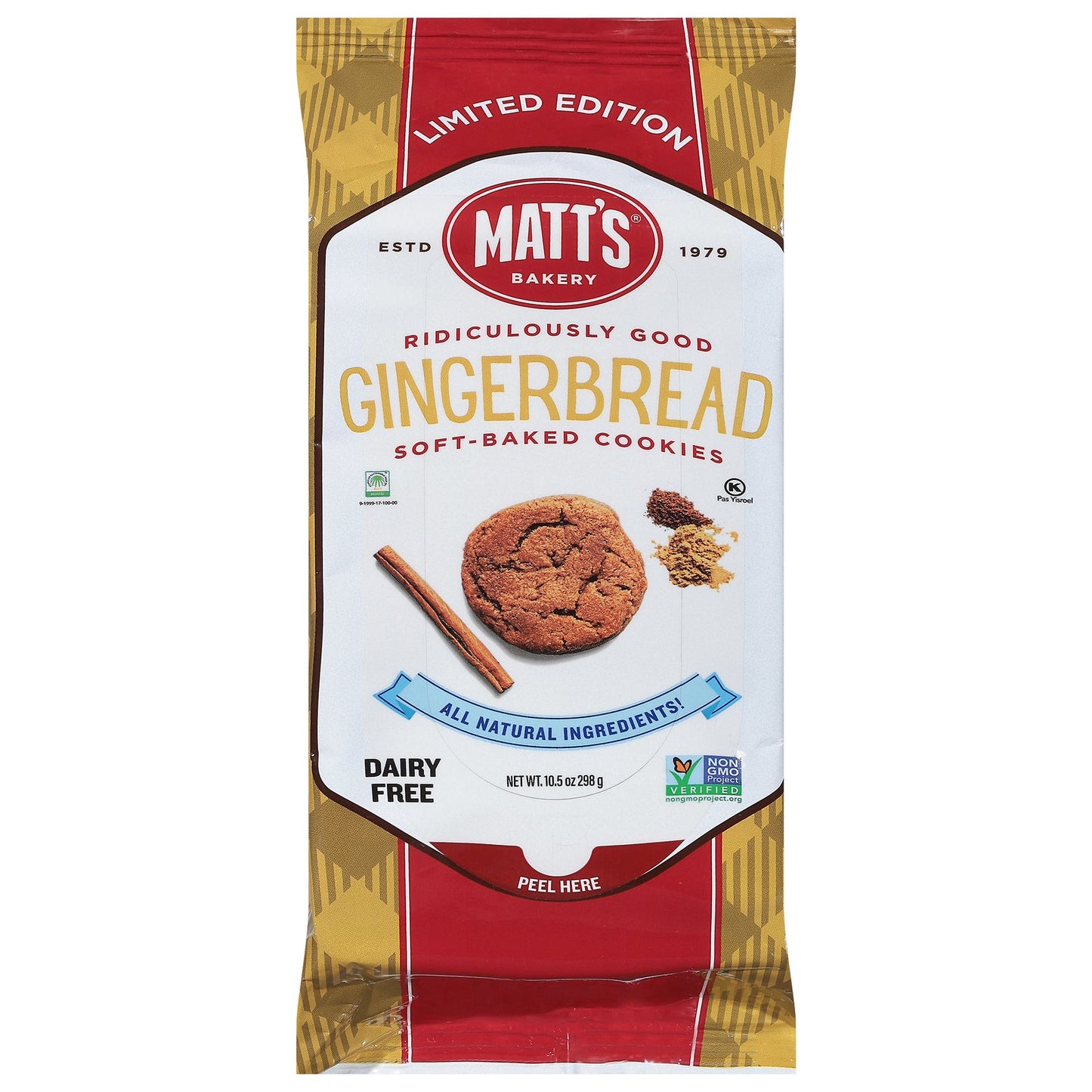 Matt's Cookies Gingerbread Cookies - 6 x 10.5 oz - Festive Holiday Treat