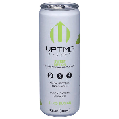 Uptime Energy Sugar-Free Summer Melon Energy Drink, Pack of 12, 12 fl oz Each, Natural Caffeine