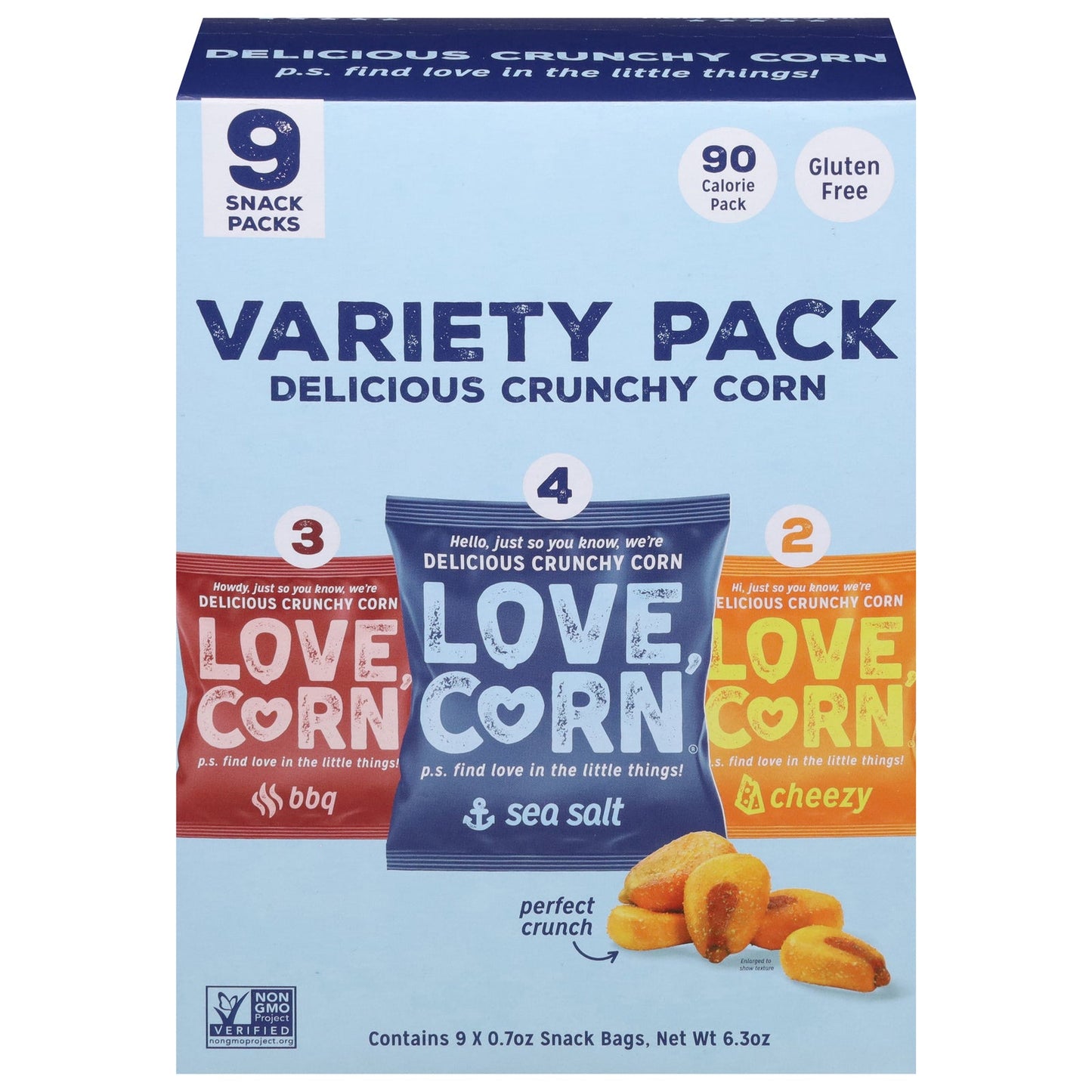 Love Corn Crunchy Corn Variety Pack 9ct - Pack of 8 (6.3 Oz Bags)