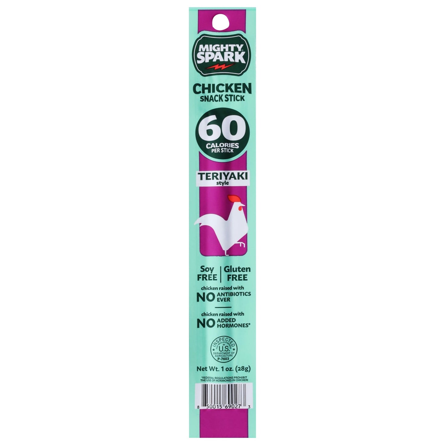 Mighty Spark Teriyaki Chicken Snack Sticks - 20 x 1 oz - High Protein On-the-Go Sticks