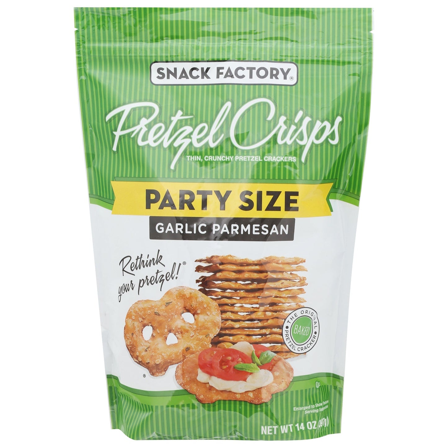 Pretzel Crisps Garlic Parmesan Pretzel Crackers, 14 oz, Pack of 12