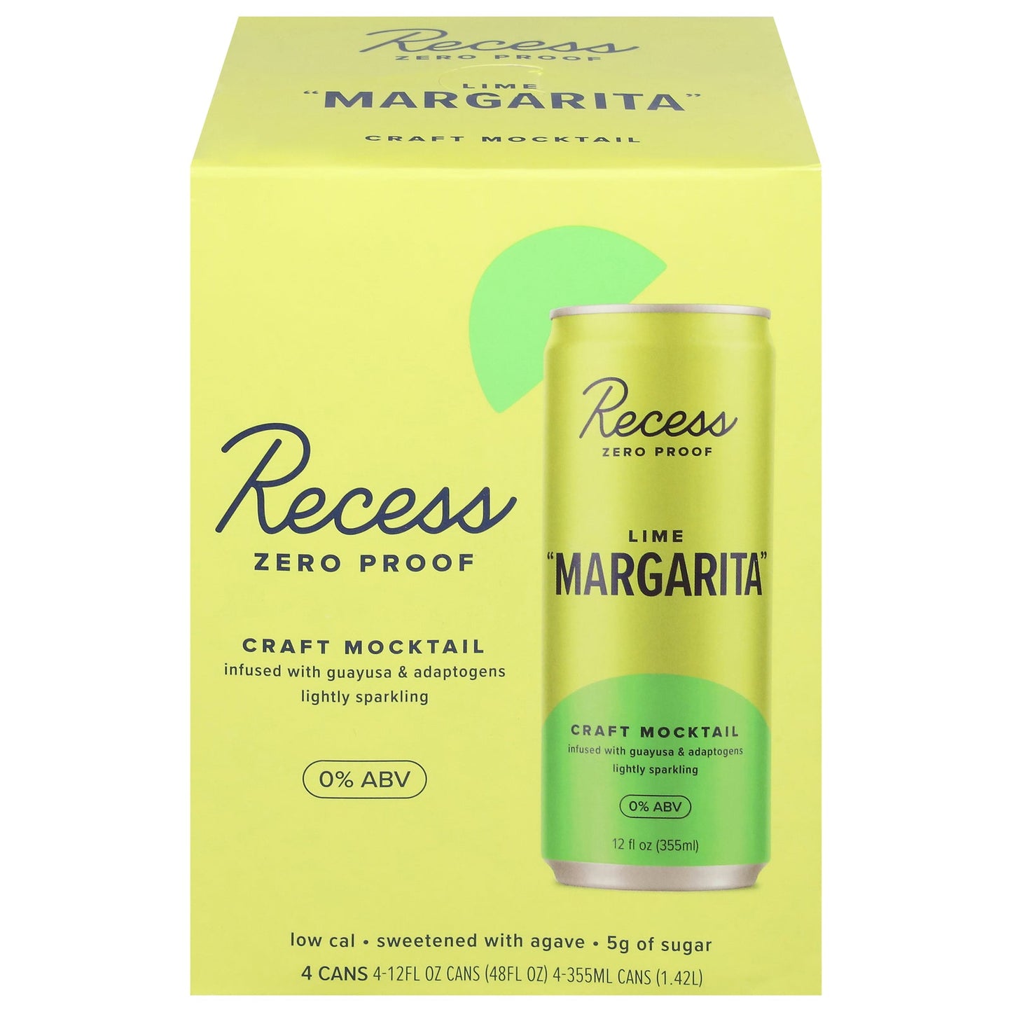 Recess Mocktail Lime Margarita Flavor, 6-Pack (4x12 oz) – Non-Alcoholic Cocktail