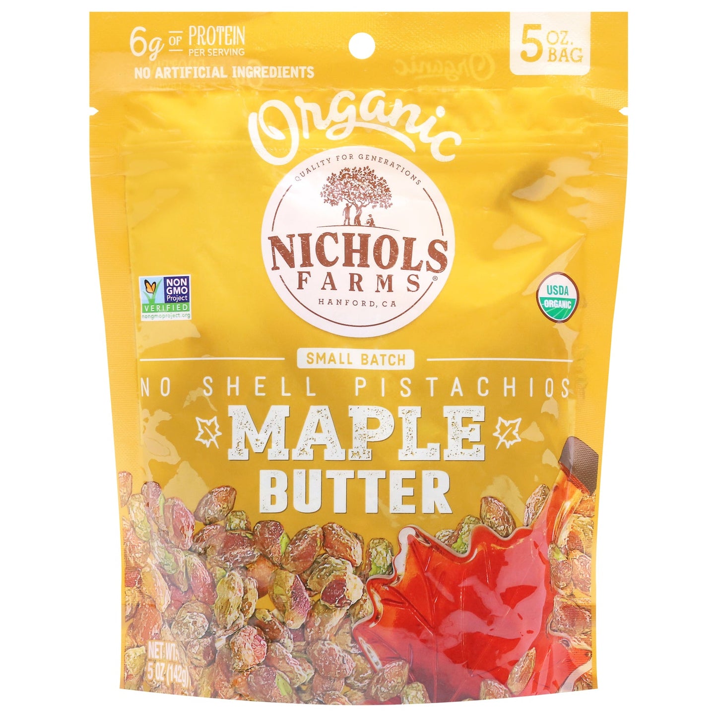 Nichols Farms Pistachio Organic Maple Butter No Shell - 12 x 5 oz Cases