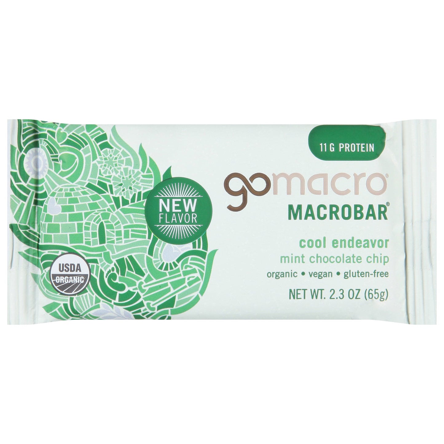 GoMacro MacroBar Organic Vegan Protein Bar, Mint Chocolate Chip, 12 Count - 2.3 oz Bars