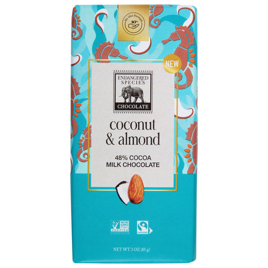 Endangered Species Milk Chocolate Coconut Almond - 3 oz Bars - 12 Count