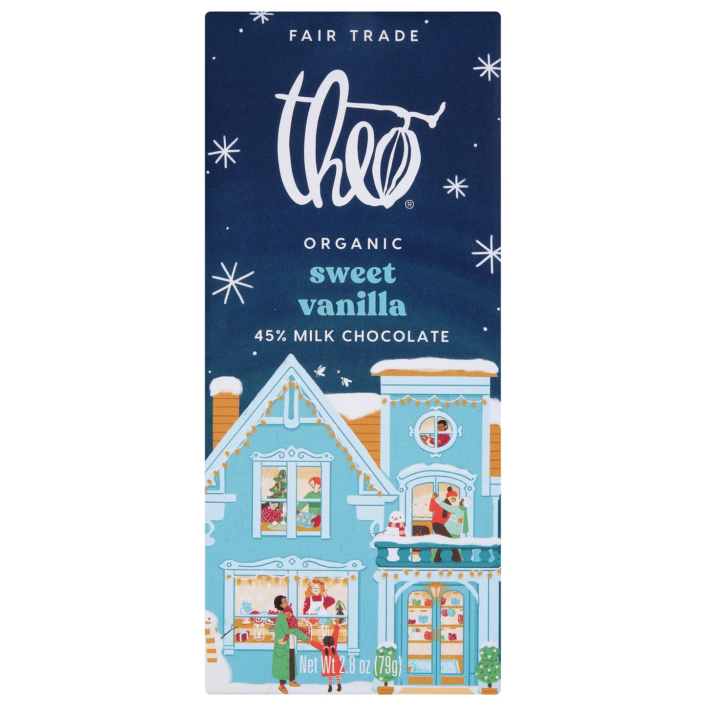 Theo Chocolate Organic 45% Milk Chocolate Sweet Vanilla Bar (Pack of 12) - 2.8 oz Each