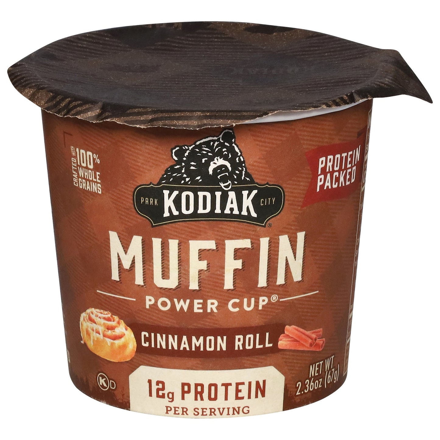 Kodiak Cakes Muffin Power Cup - Cinnamon Roll - 12 Pack - 2.36 oz Each - High Protein Breakfast