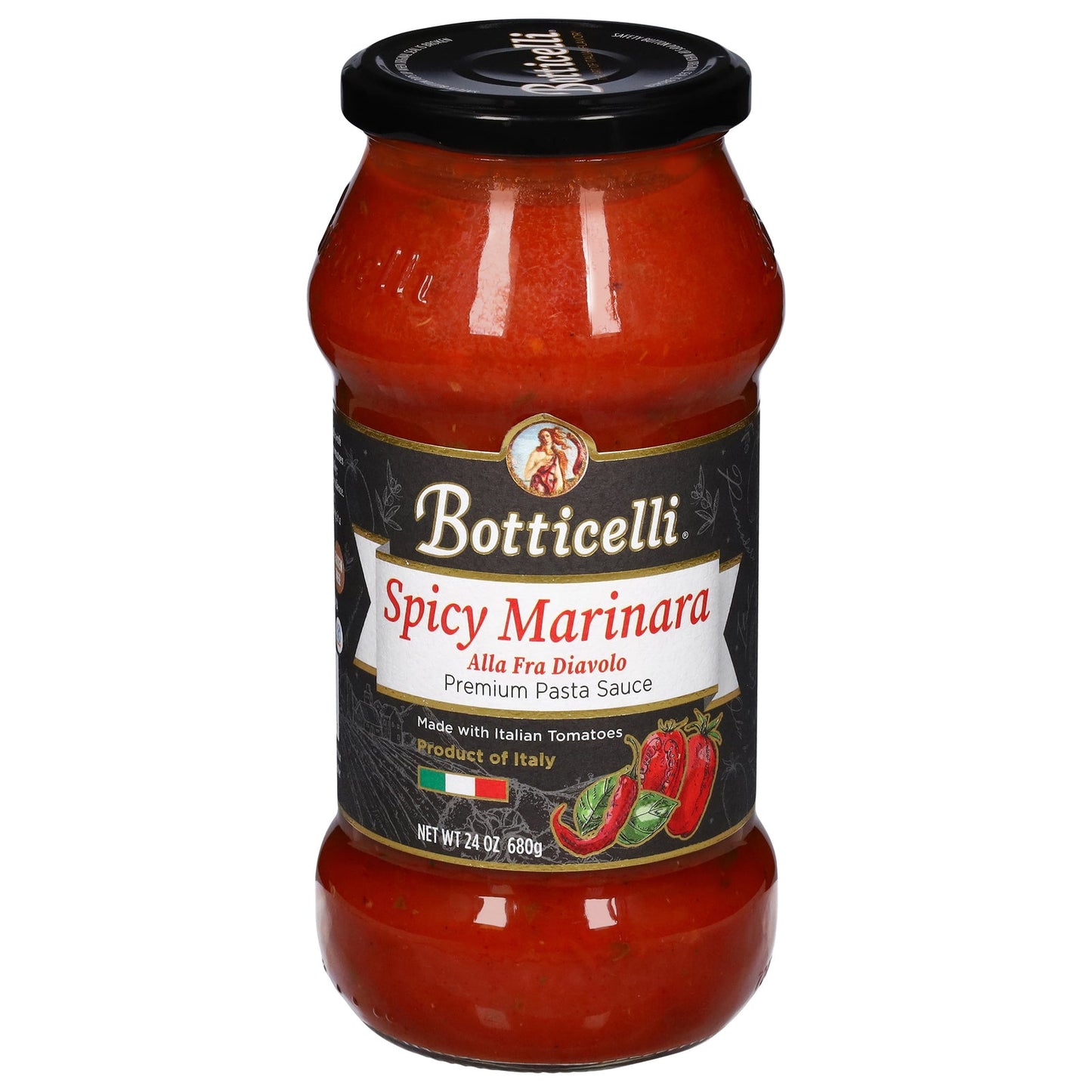 Botticelli Spicy Marinara Sauce (Pack of 6) - 24 oz  - Authentic Italian Flavor