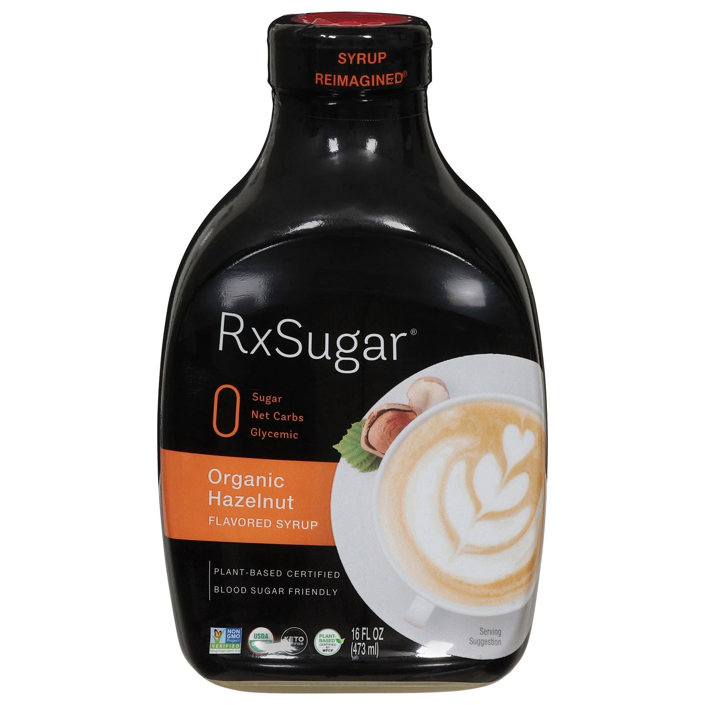 Rxsugar Syrup Organic Hazelnut, 6 x 16 fl oz - Authentic Hazelnut Flavor