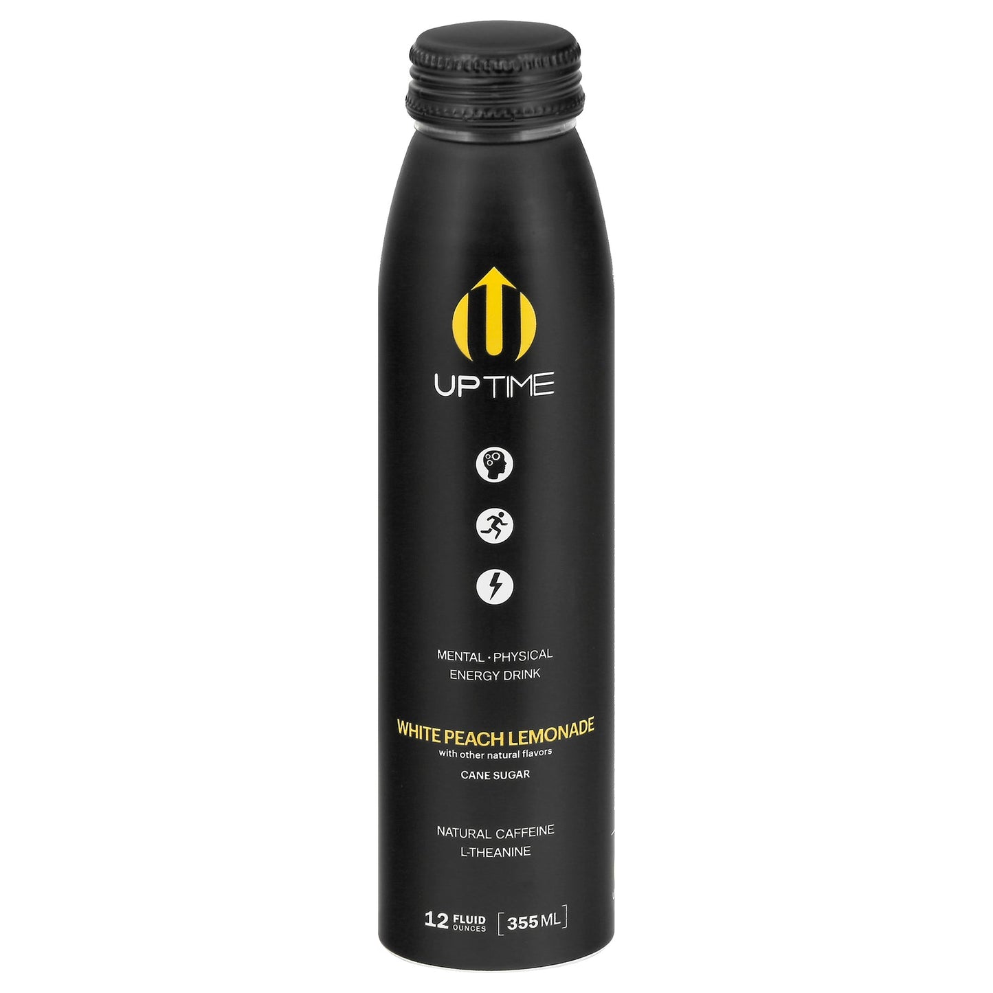 Uptime Energy White Peach Lemonade Energy Drink, 12 Fl Oz  (Pack of 12)
