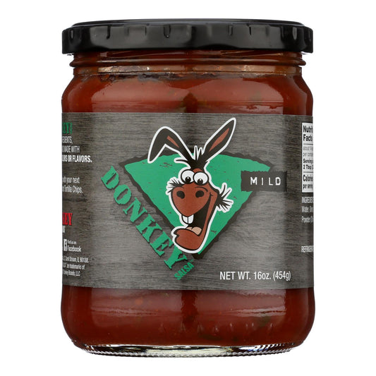 Donkey Chips Mild Salsa (Case of 6 x 16 Oz Jars) - Gluten-Free Mexican Dip/Sauce for Tacos, Burritos & Tortilla Chips