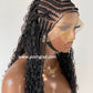 French Braid Bohemian Cornrow Wig, 100% Human Hair, Full Lace, Black Color - Dash (Tara)