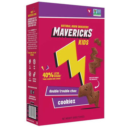 Mavericks Snacks Double Trouble Chocolate Cookiez - GMO-Free - Case of 6 (8/.88 oz Packs)
