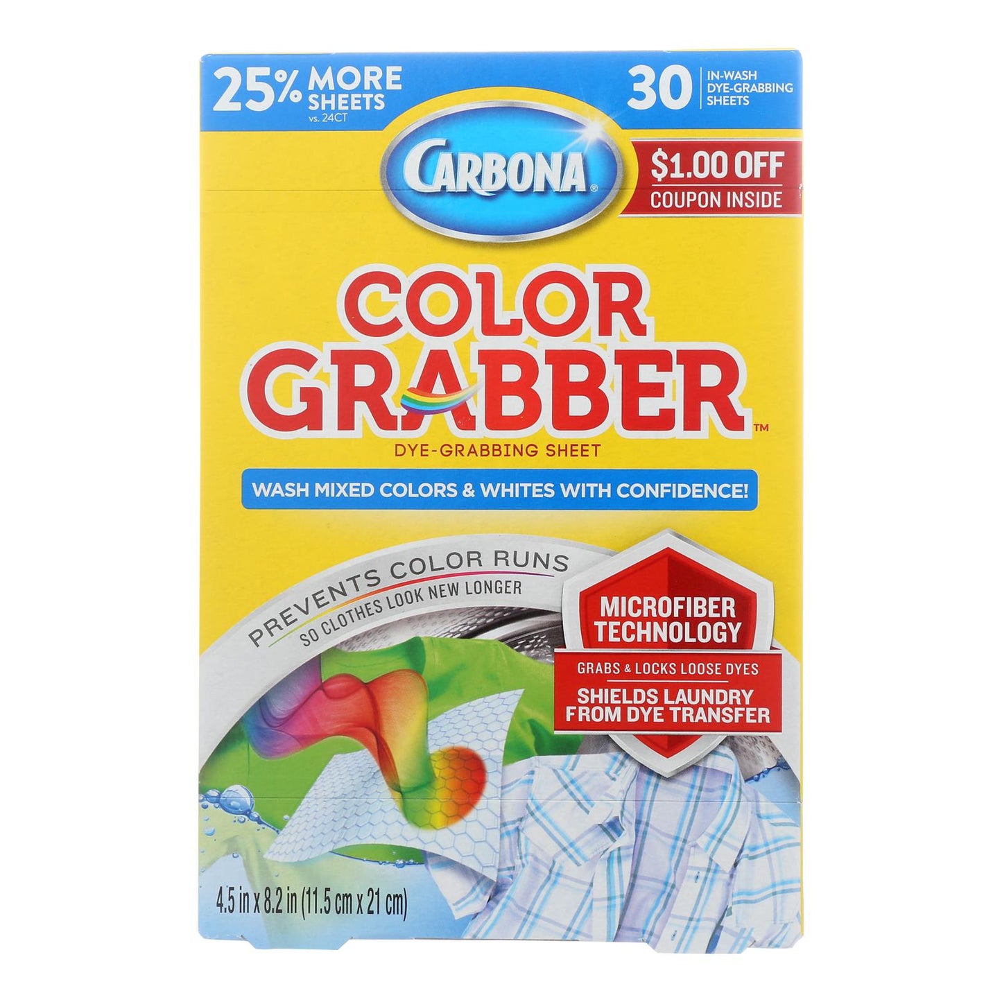 Carbona Color & Dirt Grabber Sheets (30ct Box, Case of 12) - Prevents Color Runs in Mixed Loads - Microfiber Laundry Dye Traps - Works in HE/Standard Washers