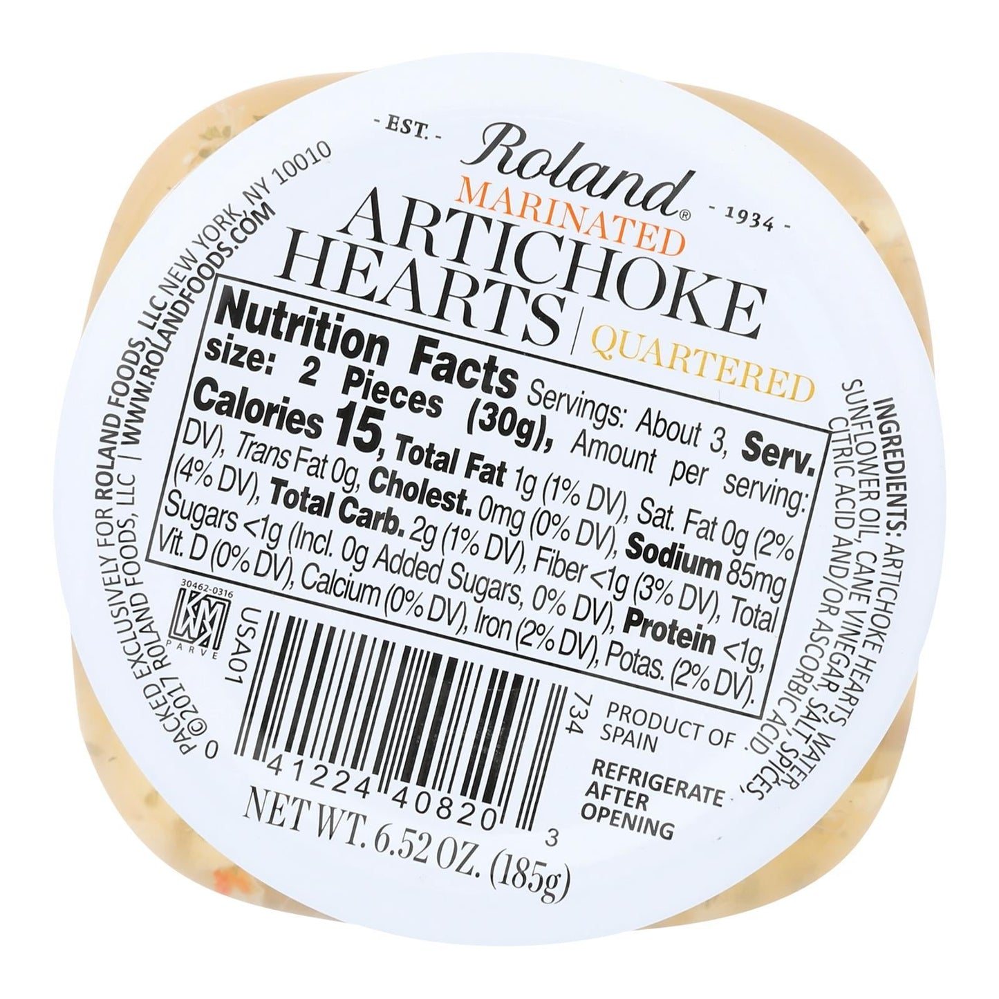 Roland Marinated Quartered Artichoke Hearts | 12 Jars (6.5 Oz) | Ready-to-Eat, Kosher, Gluten-Free Vegetable Snack