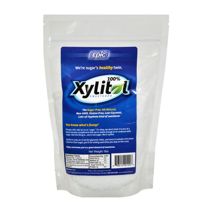 Epic Dental 100% Xylitol Sweetener Pouch - 1 Lb Natural Sugar Substitute, Low Carb, Keto, Diabetes-Friendly, Promotes Oral Health