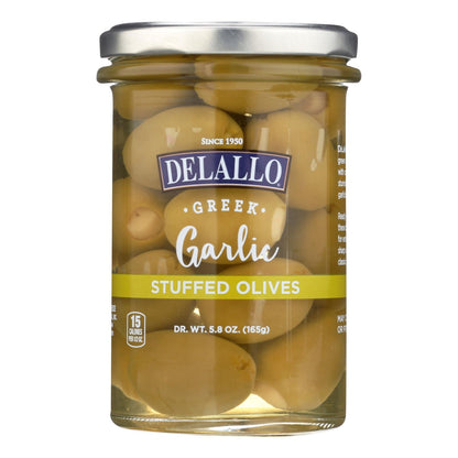 Delallo Greek Stuffed Olives (5.8 Oz Jars, Case of 6) | Authentic Kosher Stuffed Olives for Snacking & Appetizers