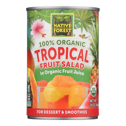 Native Forest Organic Tropical Fruit Salad (6-Pack, 14 Oz Cans) - Vegan, Non-GMO, Canned Pineapple, Mango & Papaya Mix in Juice - Kosher Certified