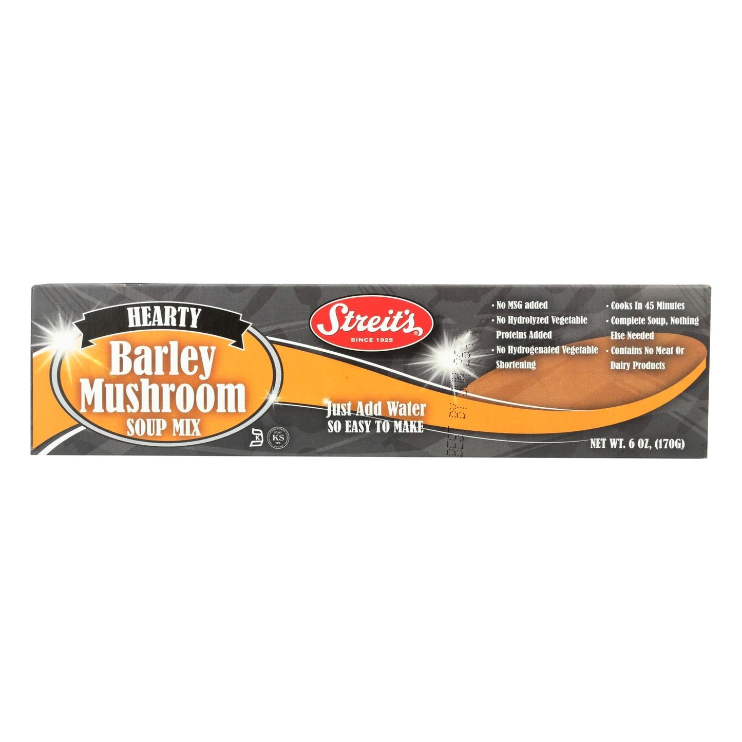 Streit's Kosher Vegetable Barley Mushroom Soup Mix - Case of 12 (6 oz Boxes) - No MSG, Hearty, Easy to Make