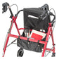 Drive Rollator Walker 4-Wheel, Padded Seat, Pouch, Adjustable Height - Red