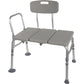 Drive Transfer Bench with Backrest - Adjustable Height, 400 lb Capacity - Gray